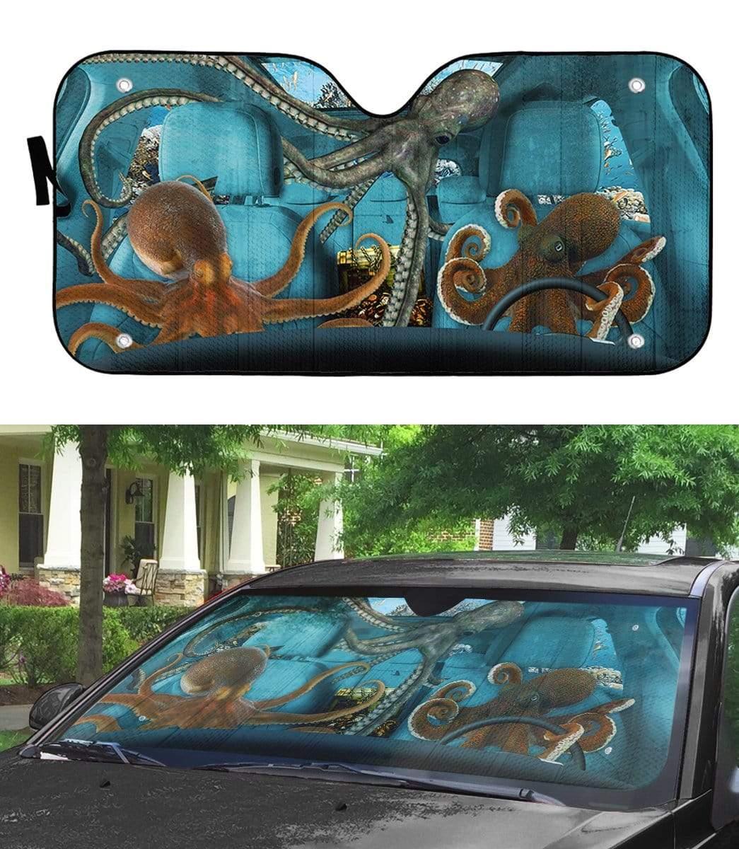 gearhumans 3D Octopus Custom Car Auto Sunshade Custom Car Auto Sunshade GL22073 Auto Sunshade 