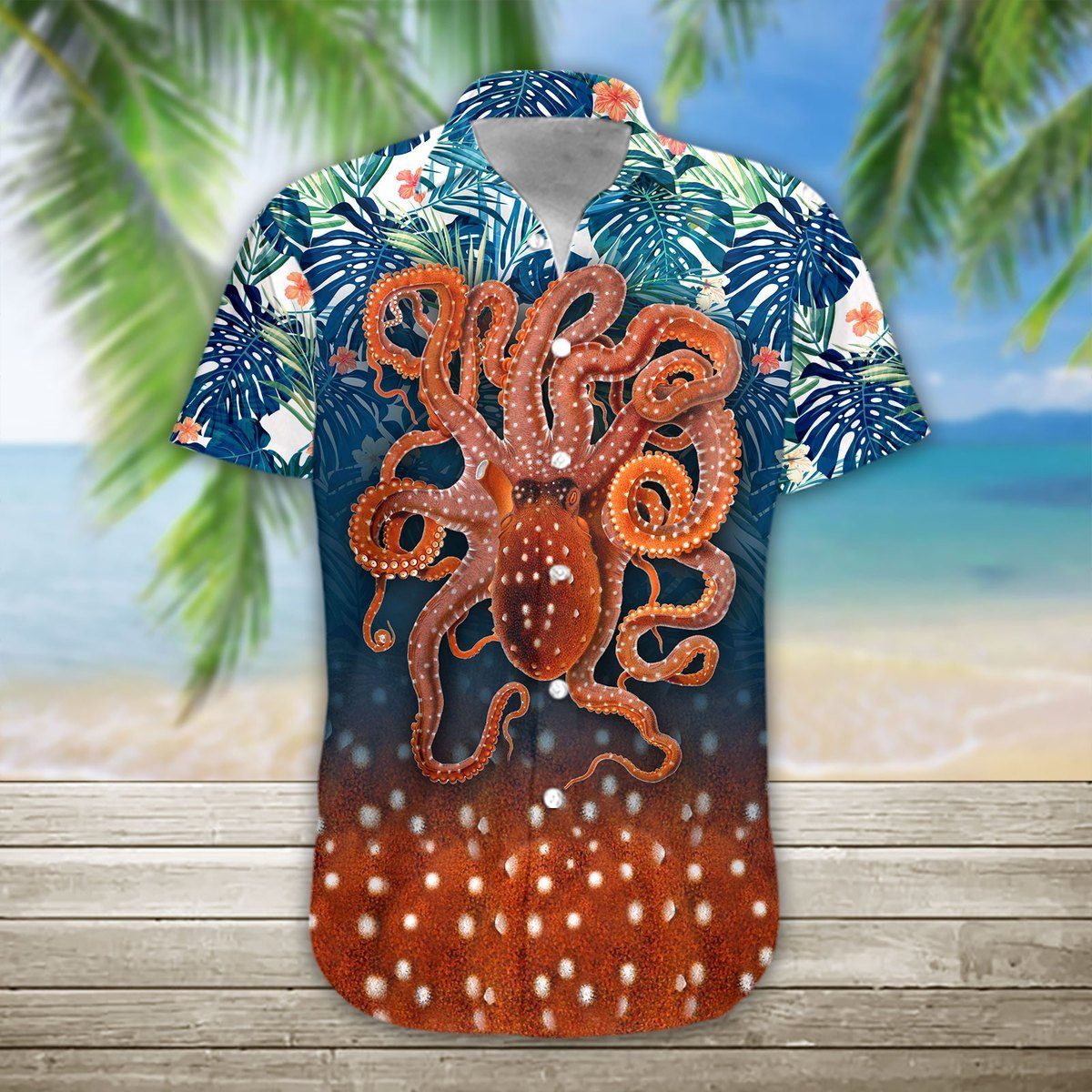 Gearhumans 3D Octopus Hawaii Shirt hawaii Short Sleeve Shirt