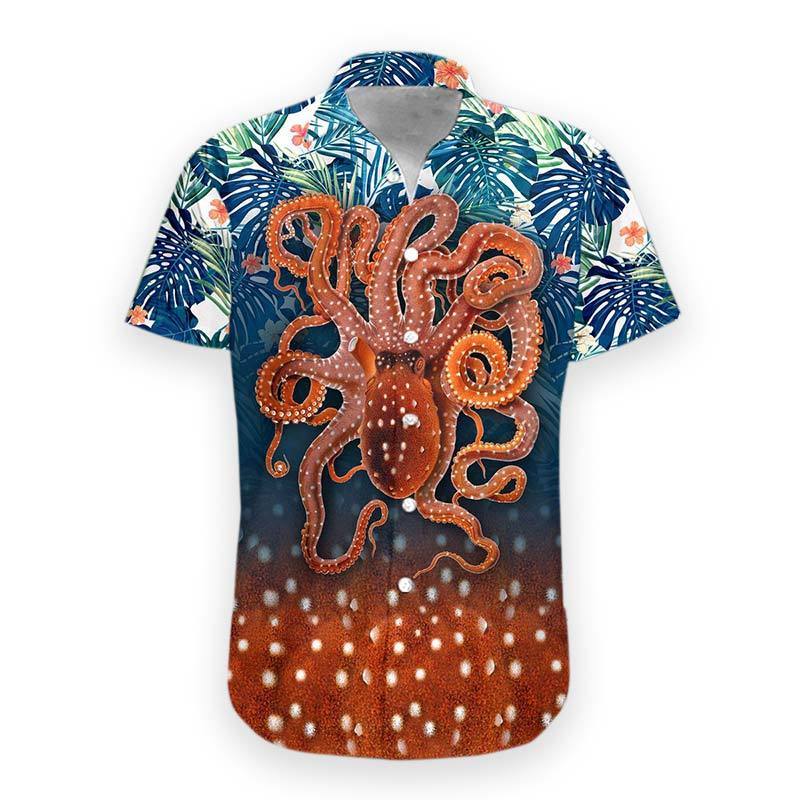 Gearhumans 3D Octopus Hawaii Shirt hawaii Short Sleeve Shirt S
