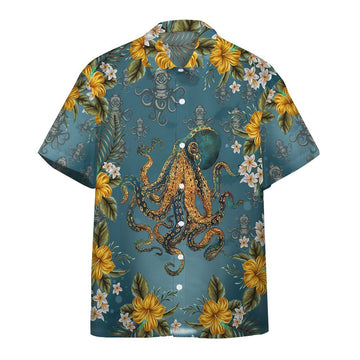 Gearhumans 3D Octopus In Scuba Diving Helmet Custom Hawaii Shirt GS2005214 Hawai Shirt Short Sleeve Shirt S 