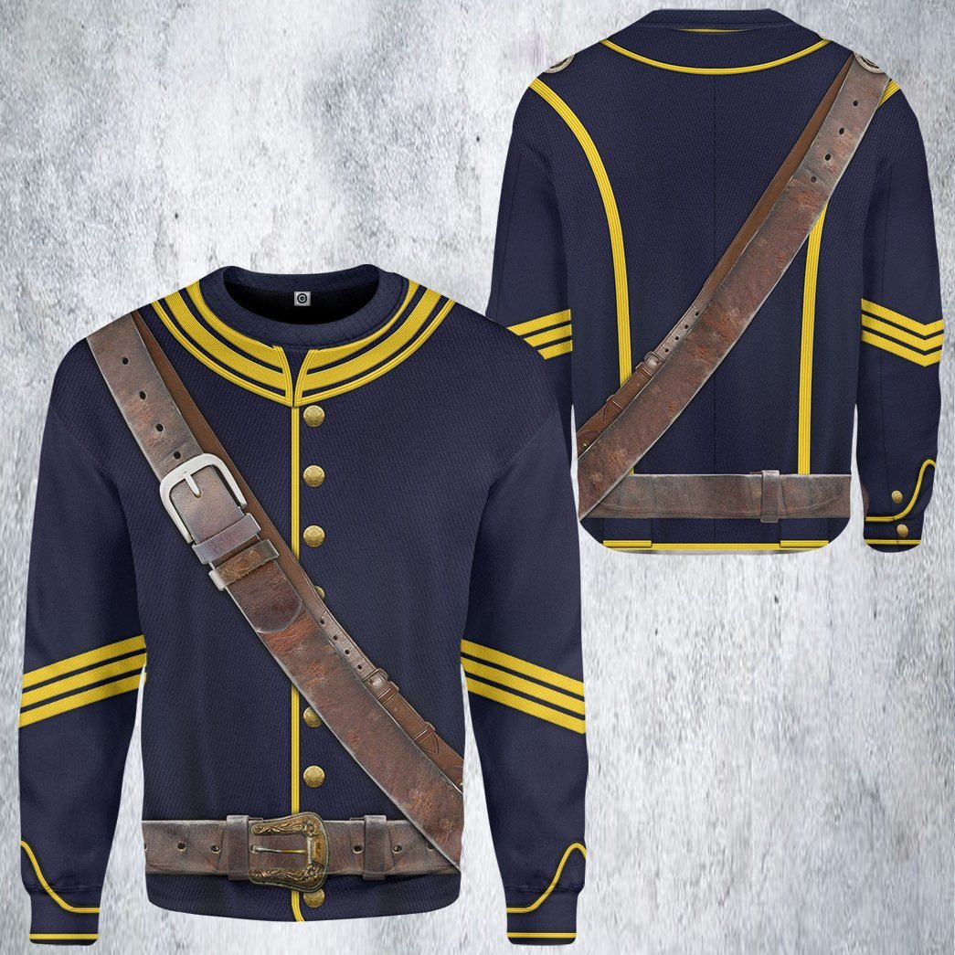 Gearhumans 3D Old US Calvary Uniform 1880 Custom Tshirt Hoodie Apparel GW2505212 3D Apparel 