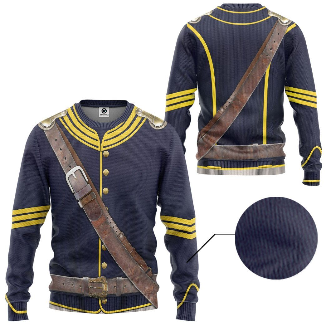 Gearhumans 3D Old US Calvary Uniform 1880 Custom Tshirt Hoodie Apparel GW2505212 3D Apparel 
