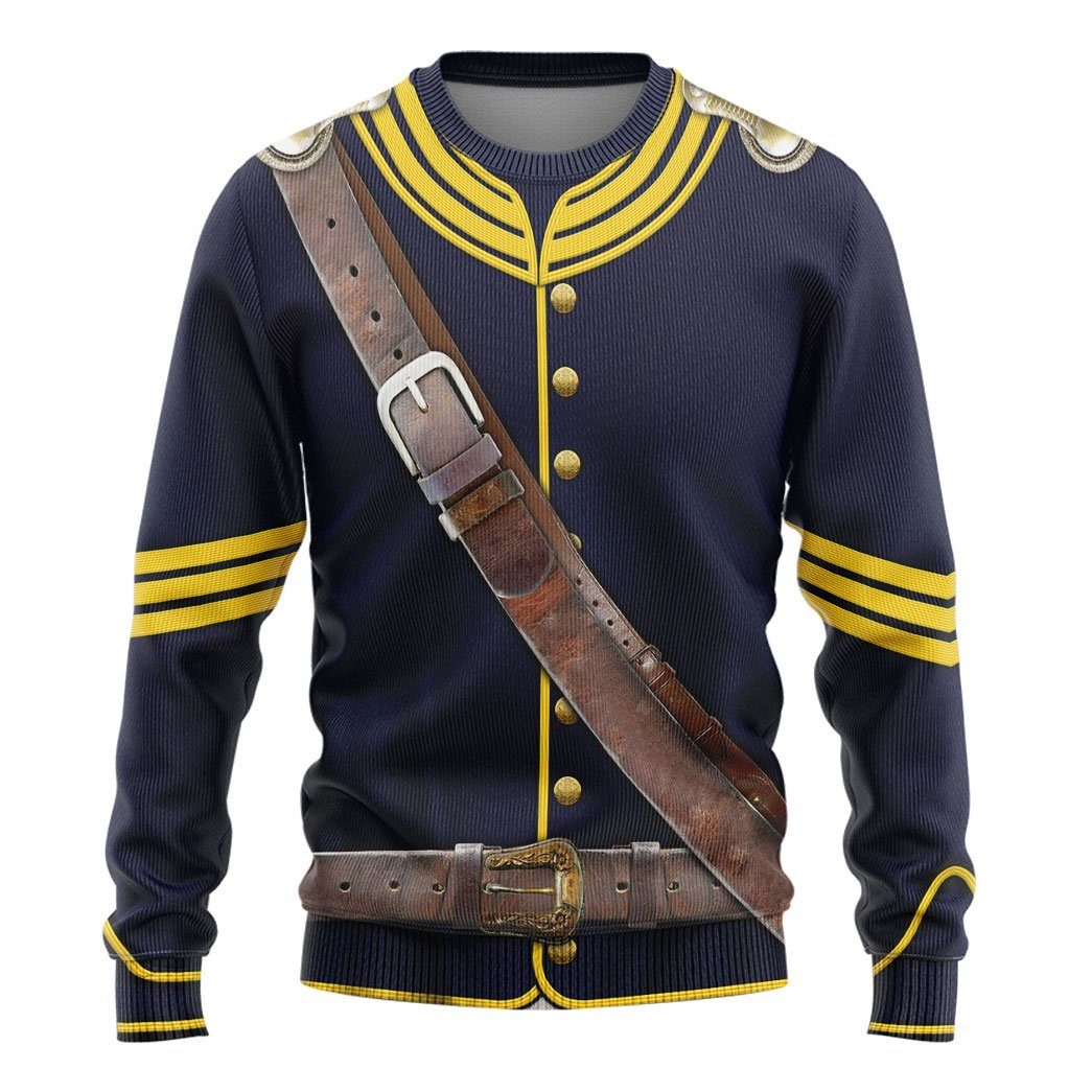 Gearhumans 3D Old US Calvary Uniform 1880 Custom Tshirt Hoodie Apparel GW2505212 3D Apparel Long Sleeve S 