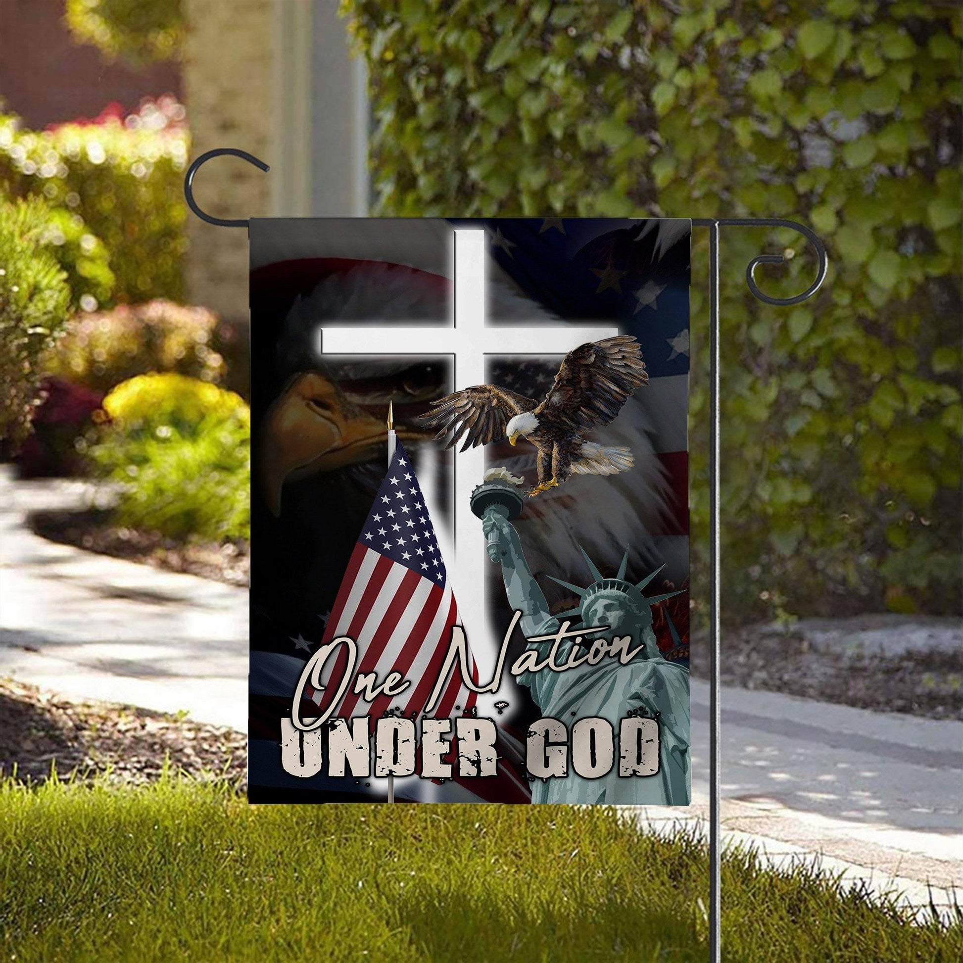 Gearhumans 3D One Nation Under God America Flag Custom Flag GW2005215 House Flag 