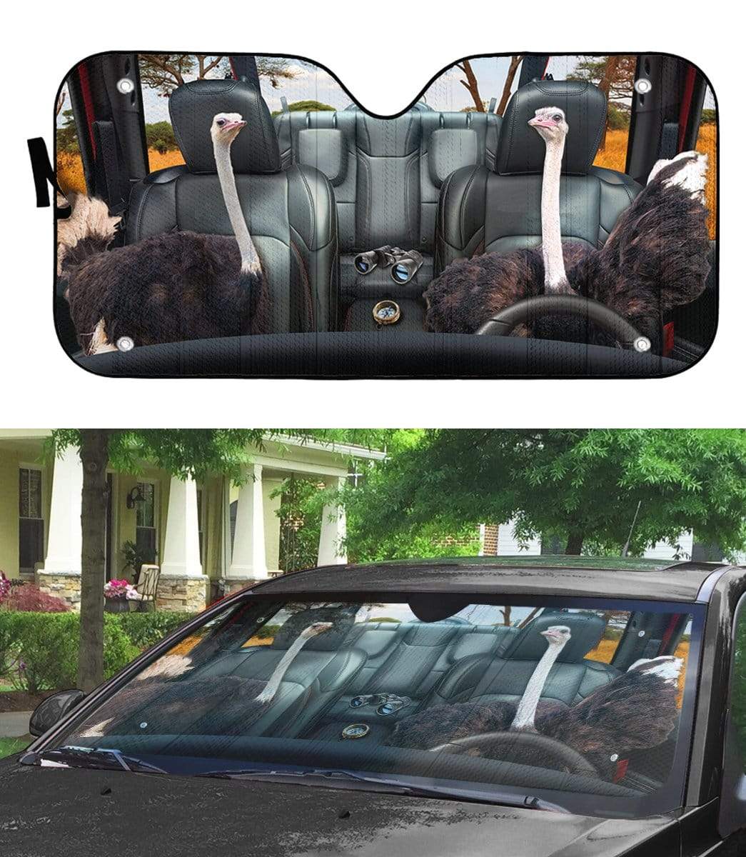 gearhumans 3D Ostrich Custom Car Auto Sunshade GS06071 Auto Sunshade 