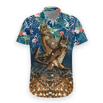 Gearhumans 3D Owl Hawaii Shirt hawaii Short Sleeve Shirt S