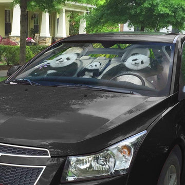 Gearhumans 3D Panda Bear Custom Car Auto Sunshade