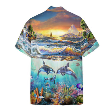 Gearhumans 3D Paradise Bay Marine Life Custom Short Sleeve Shirt