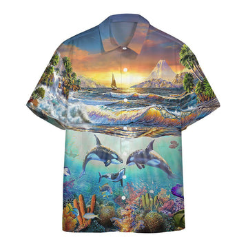 Gearhumans 3D Paradise Bay Marine Life Custom Short Sleeve Shirt
