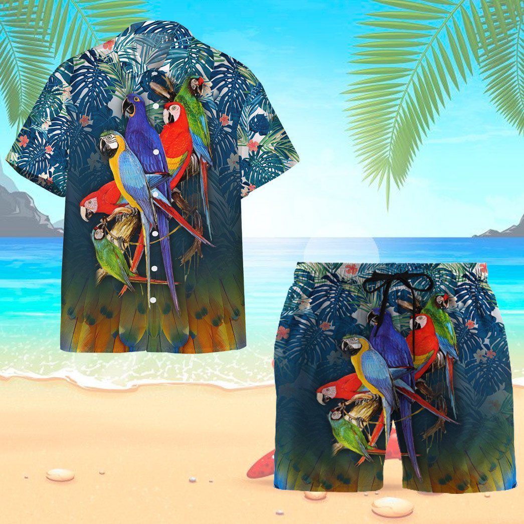 Gearhumans 3D Parrot Hawaii Custom Beach Shorts Swim Trunks GS14052122 Men Shorts 