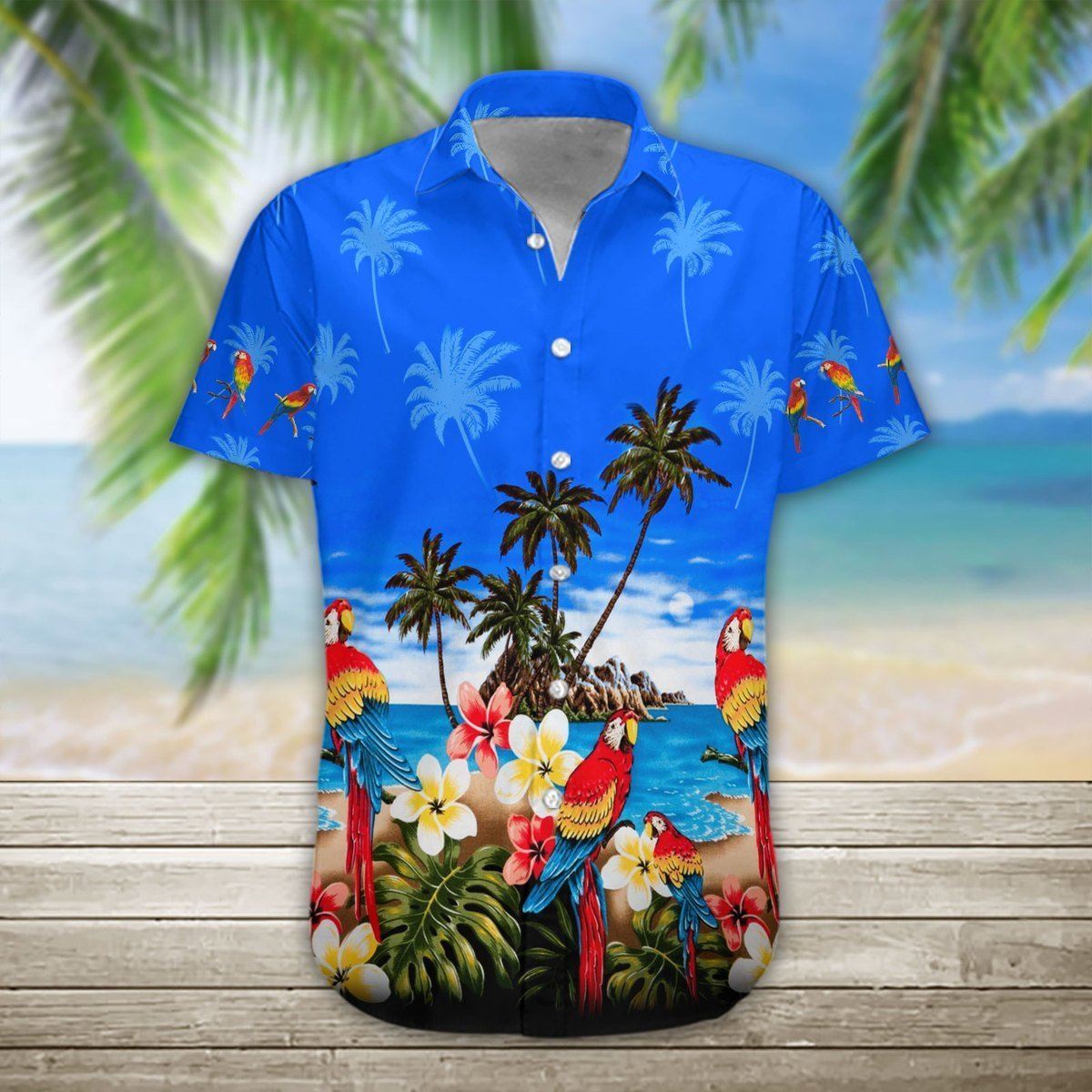 Gearhumans 3D Parrot Hawaii Shirt hawaii Short Sleeve Shirt