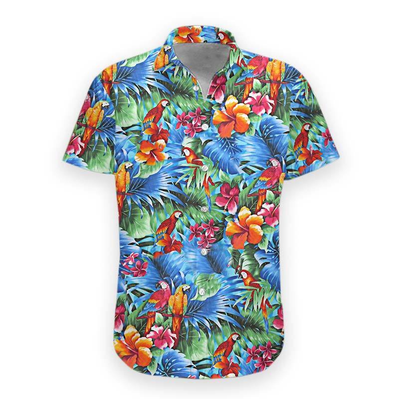 Gearhumans 3D Parrot Hawaii Shirt hawaii Short Sleeve Shirt S