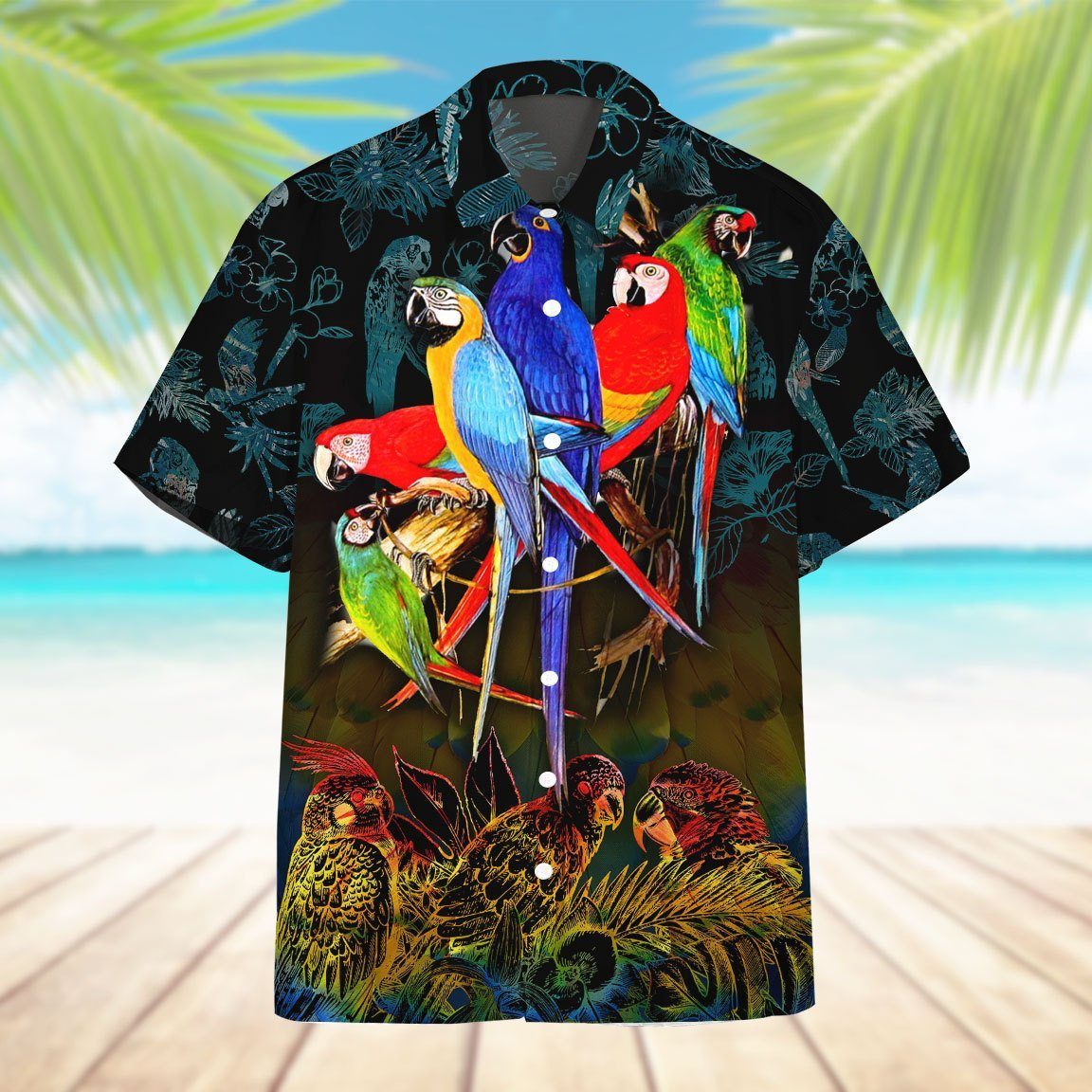 Gearhumans 3D Parrot Hawaii Shirt ZZ23036 Hawai Shirt 
