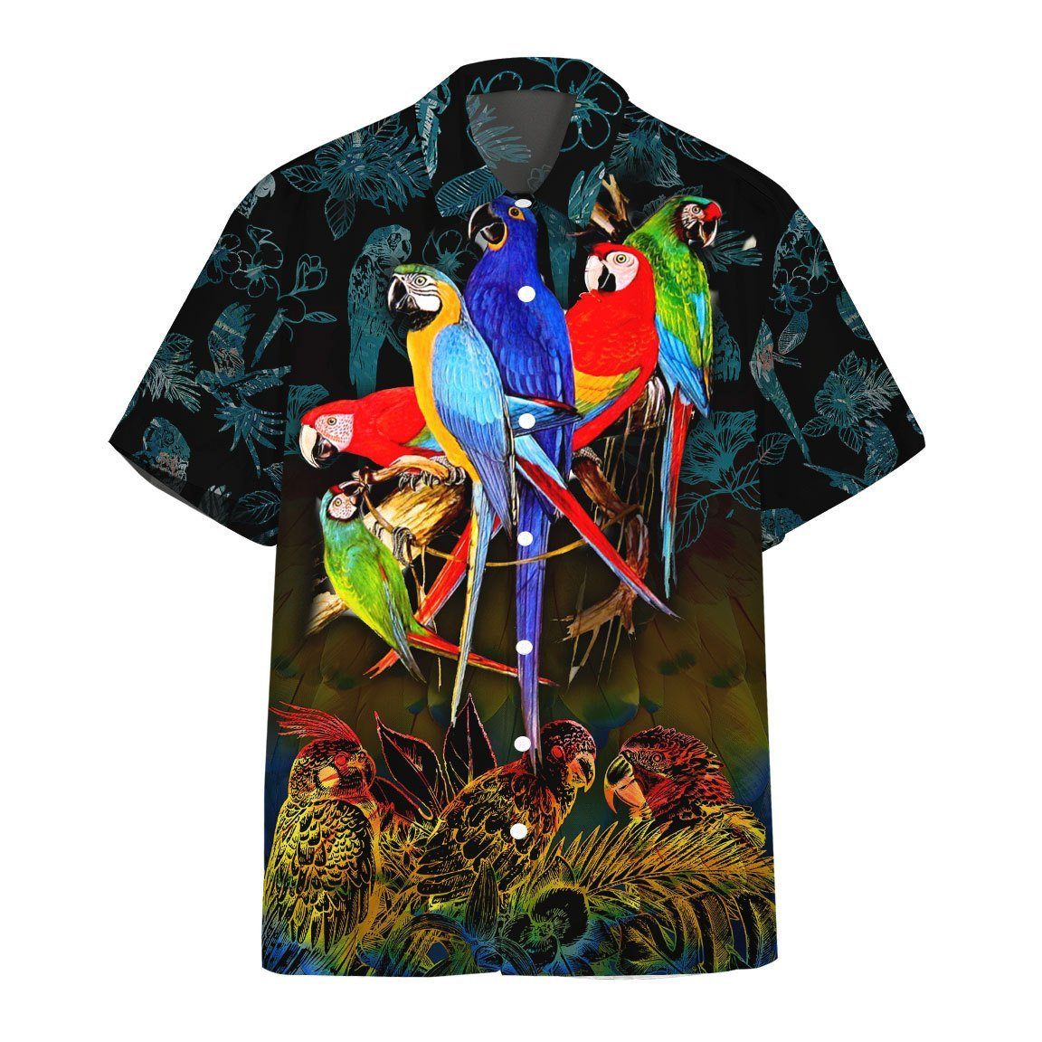 Gearhumans 3D Parrot Hawaii Shirt ZZ23036 Hawai Shirt Short Sleeve Shirt S 