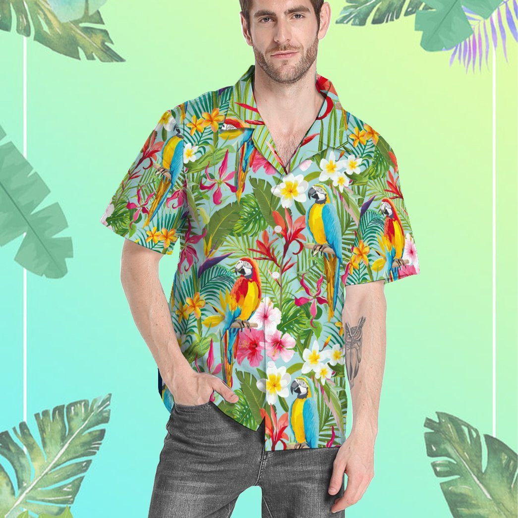 Gearhumans 3D Parrot Tropical Hawaii Shirt ZC13042 Hawai Shirt 