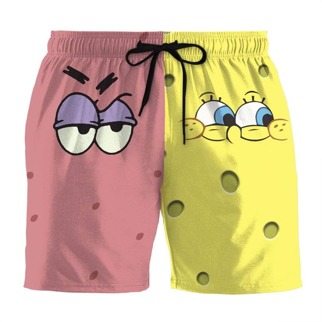 Gearhumans 3D Patrick Star SpongeBob SquarePants Custom Summer Beach Shorts Swim Trunks GV19063 Men Shorts Men Shorts S 