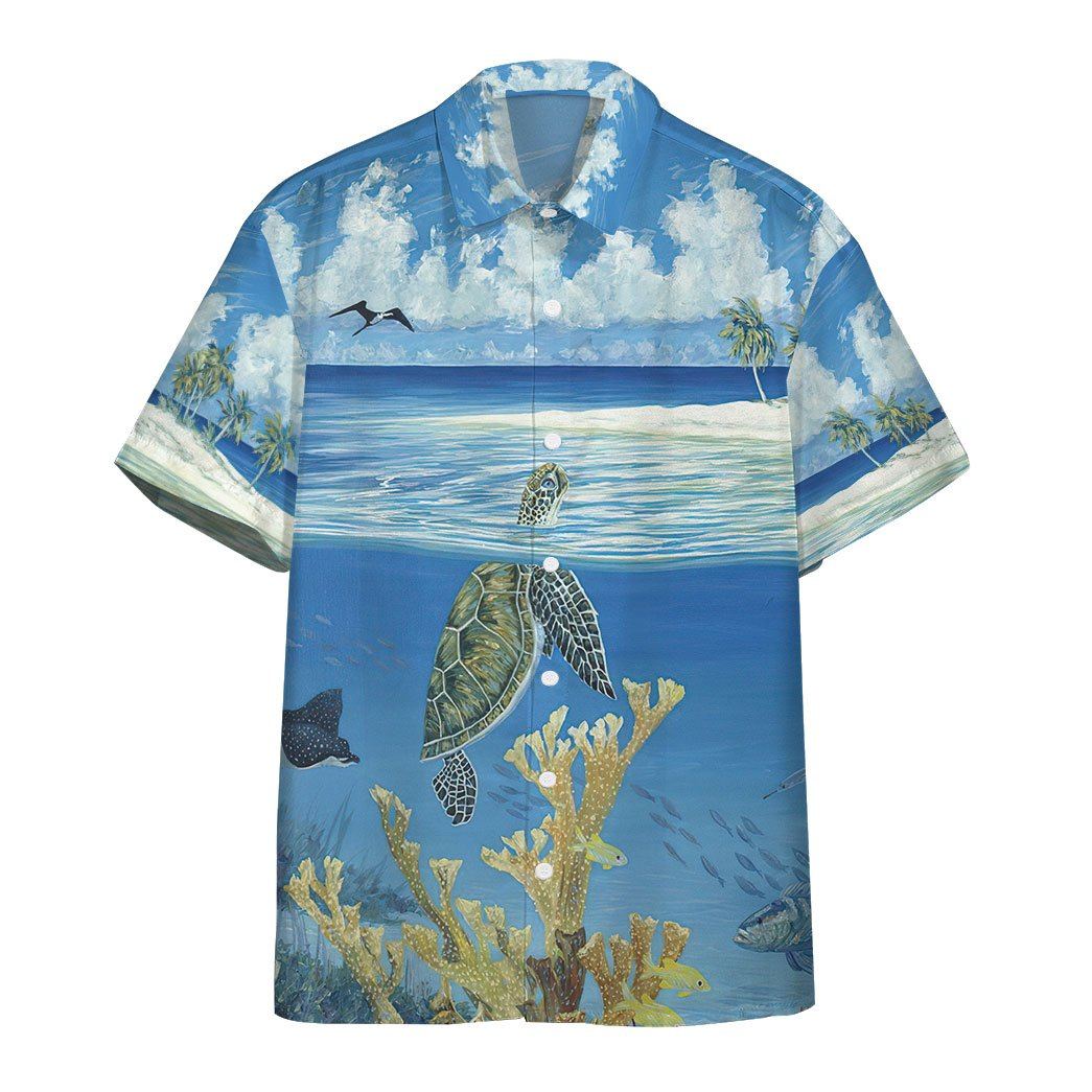 Gearhumans 3D Peaceful Turtles Ocean World Custom Beach Shorts Swim Trunk GS18062130 Hawai Shirt Hawai Shirt S 