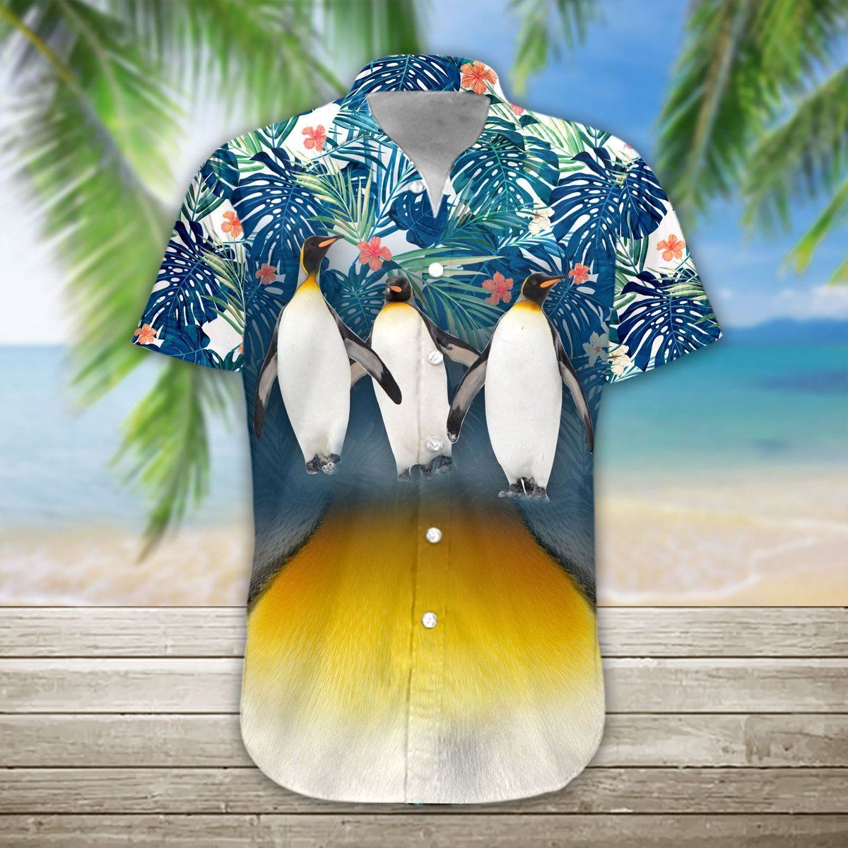 Gearhumans 3D Penguin Hawaii Shirt hawaii Short Sleeve Shirt