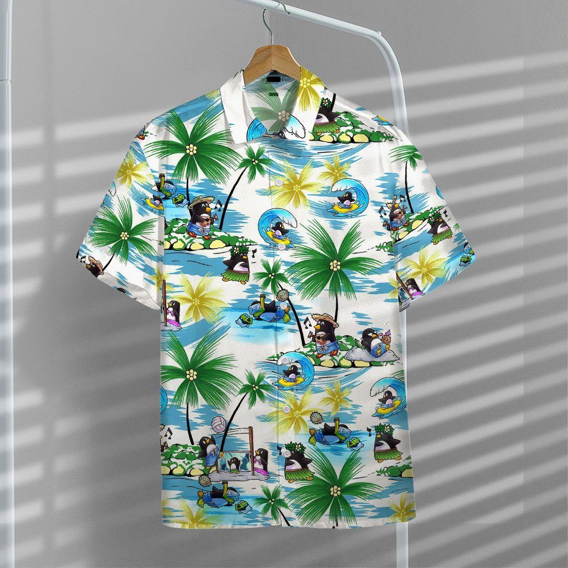 Gearhumans 3D Penguin Hawaii Shirt ZZ2505219 Hawai Shirt 