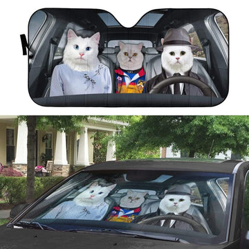 Gearhumans 3D Persian Cat Family Custom Car Auto Sunshade