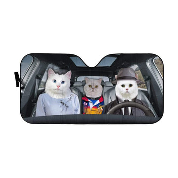 Gearhumans 3D Persian Cat Family Custom Car Auto Sunshade