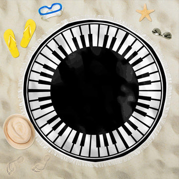 Gearhumans 3D Piano Key Custom Round Beach Towel