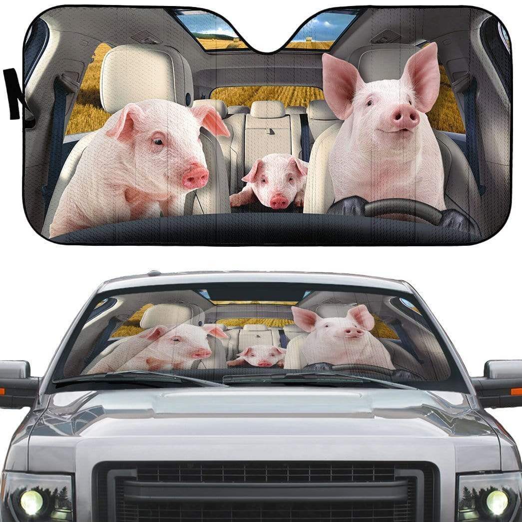 gearhumans 3D Pigs Custom Car Auto Sunshade GS30072 Auto Sunshade 