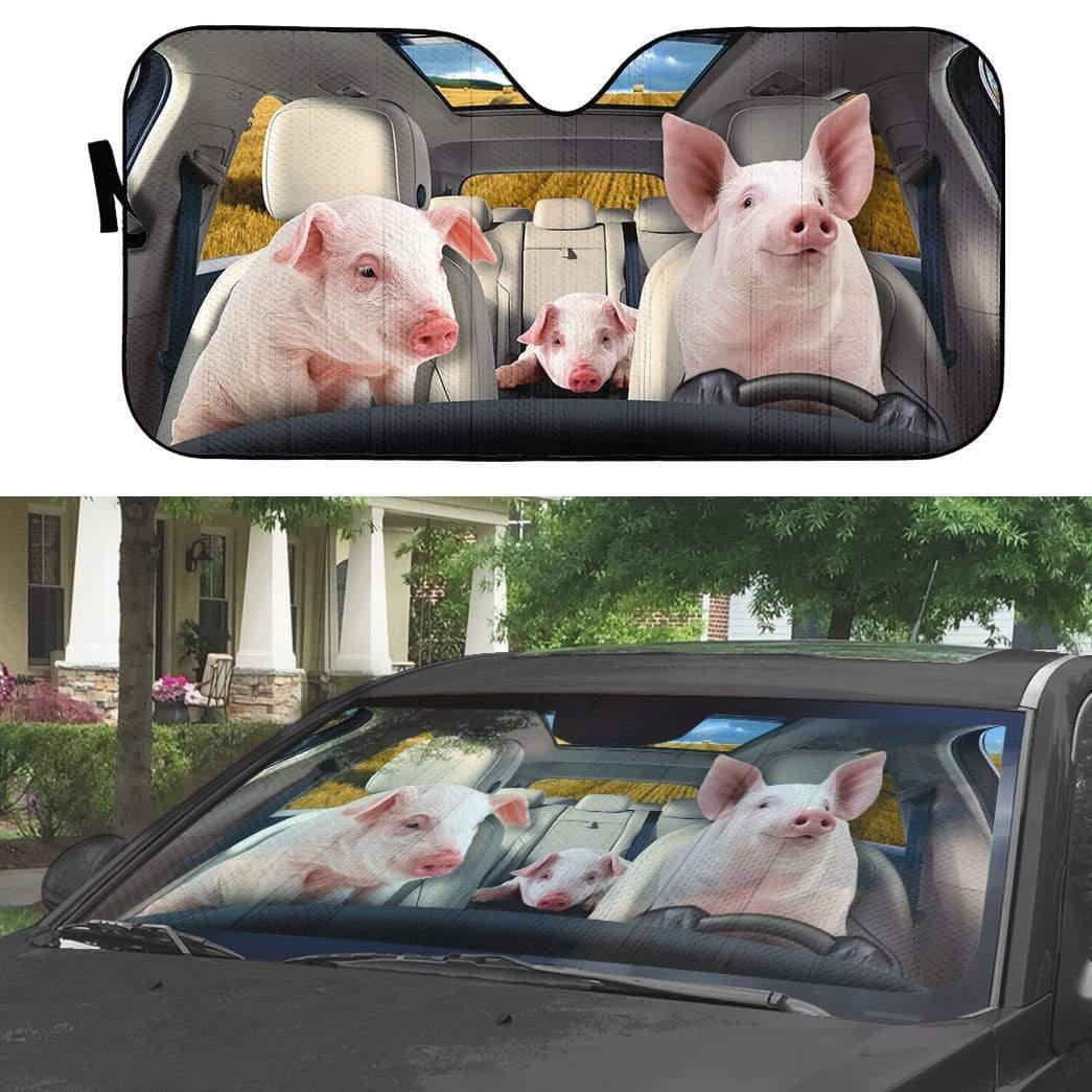 gearhumans 3D Pigs Custom Car Auto Sunshade GS30072 Auto Sunshade 