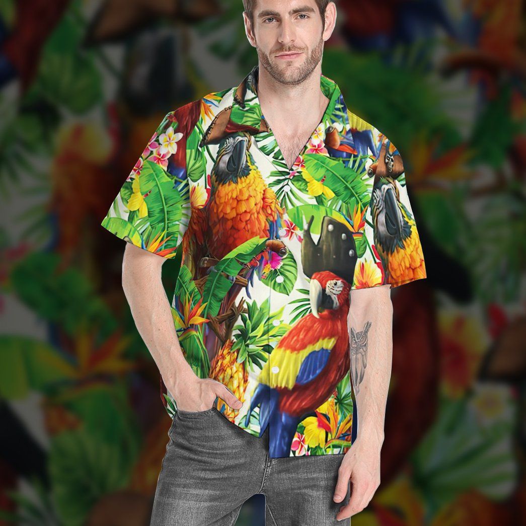 Gearhumans 3D Pirate Parrot In The Jungle Custom Short Sleeve Shirt GS1106211 Hawai Shirt 