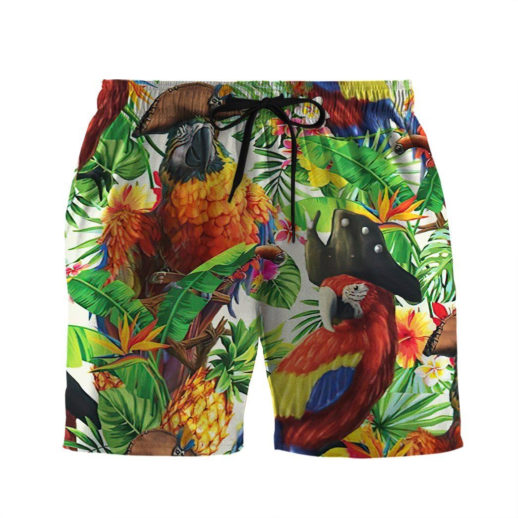 Gearhumans 3D Pirate Parrot In The Jungle Custom Short Sleeve Shirt GS1106211 Hawai Shirt Men Shorts S 