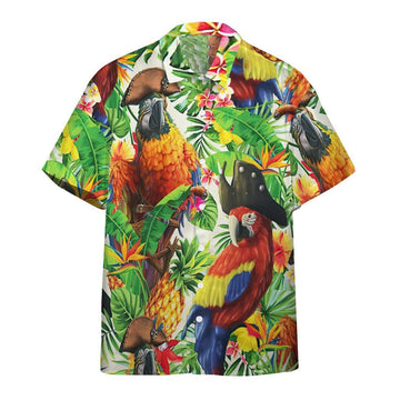 Gearhumans 3D Pirate Parrot In The Jungle Custom Short Sleeve Shirt
