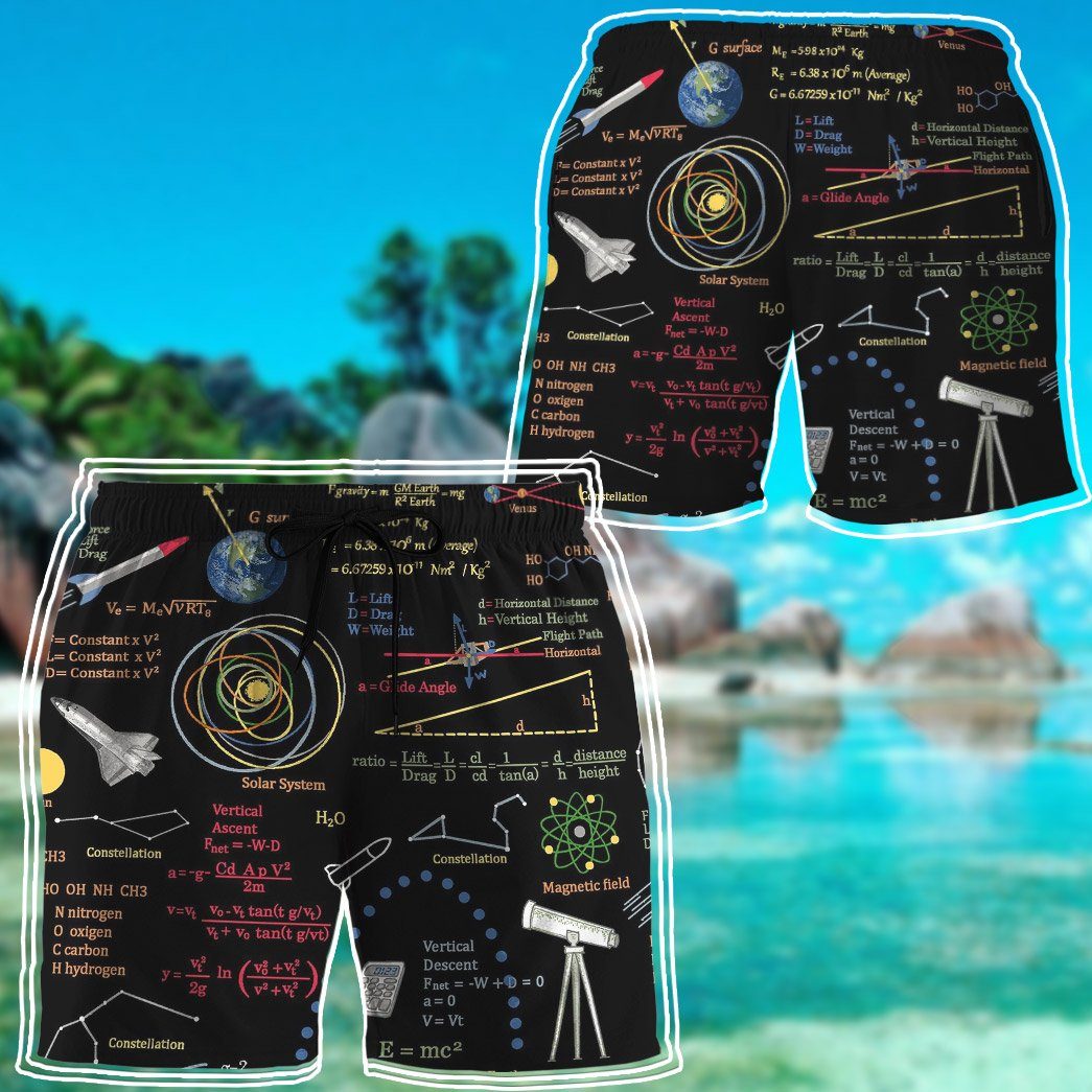 Gearhumans 3D Planetary Missions Graphics Custom Beach Shorts Swim Trunks GS1205215 Men Shorts 