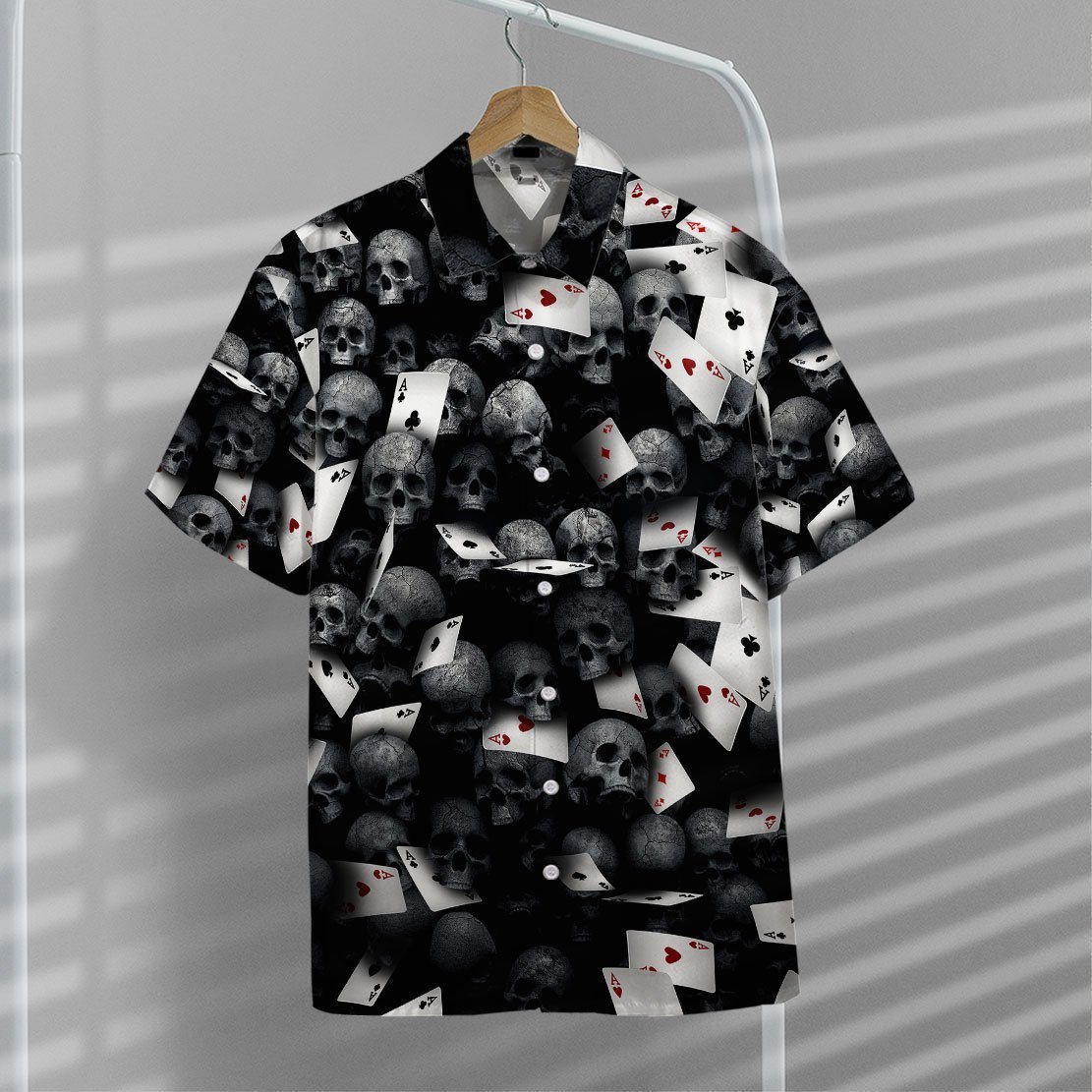 Gearhumans 3D Playing Card Skull Hawaii Shirt ZZ2904216 Hawai Shirt 