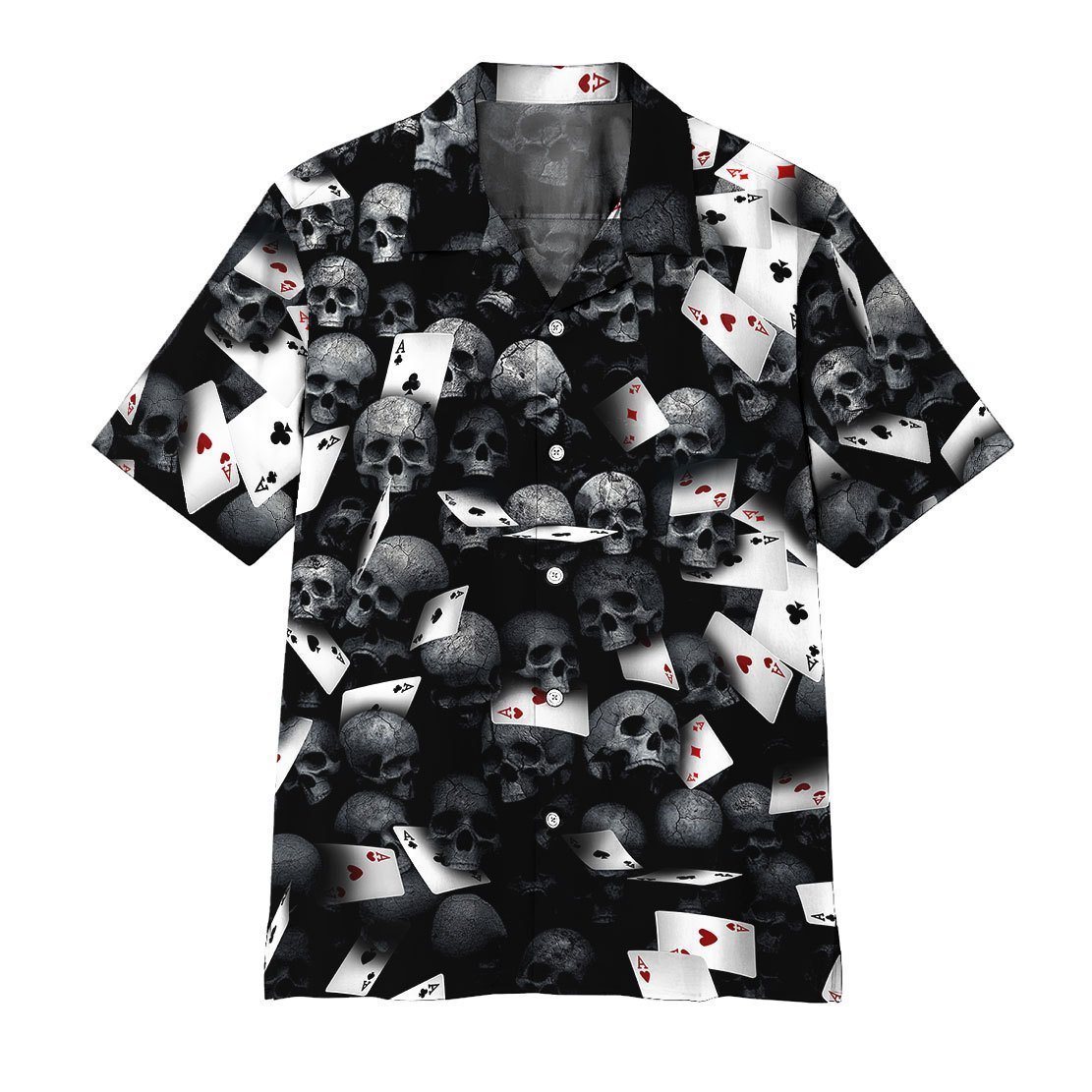 Gearhumans 3D Playing Card Skull Hawaii Shirt ZZ2904216 Hawai Shirt Short Sleeve Shirt S 