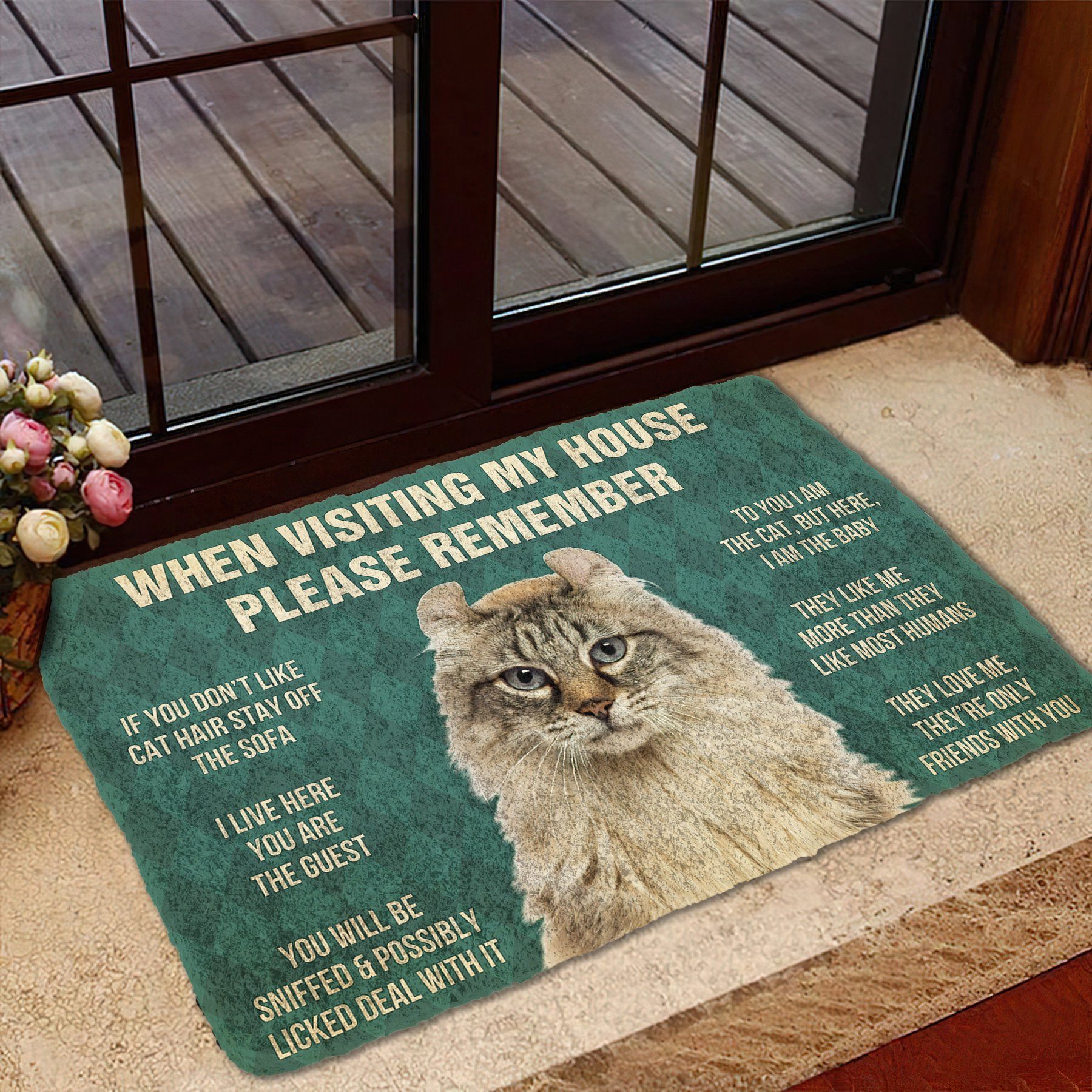 Gearhumans 3D Please Remember American Curl Cat House Rules Custom Doormat GS07052114 Doormat 