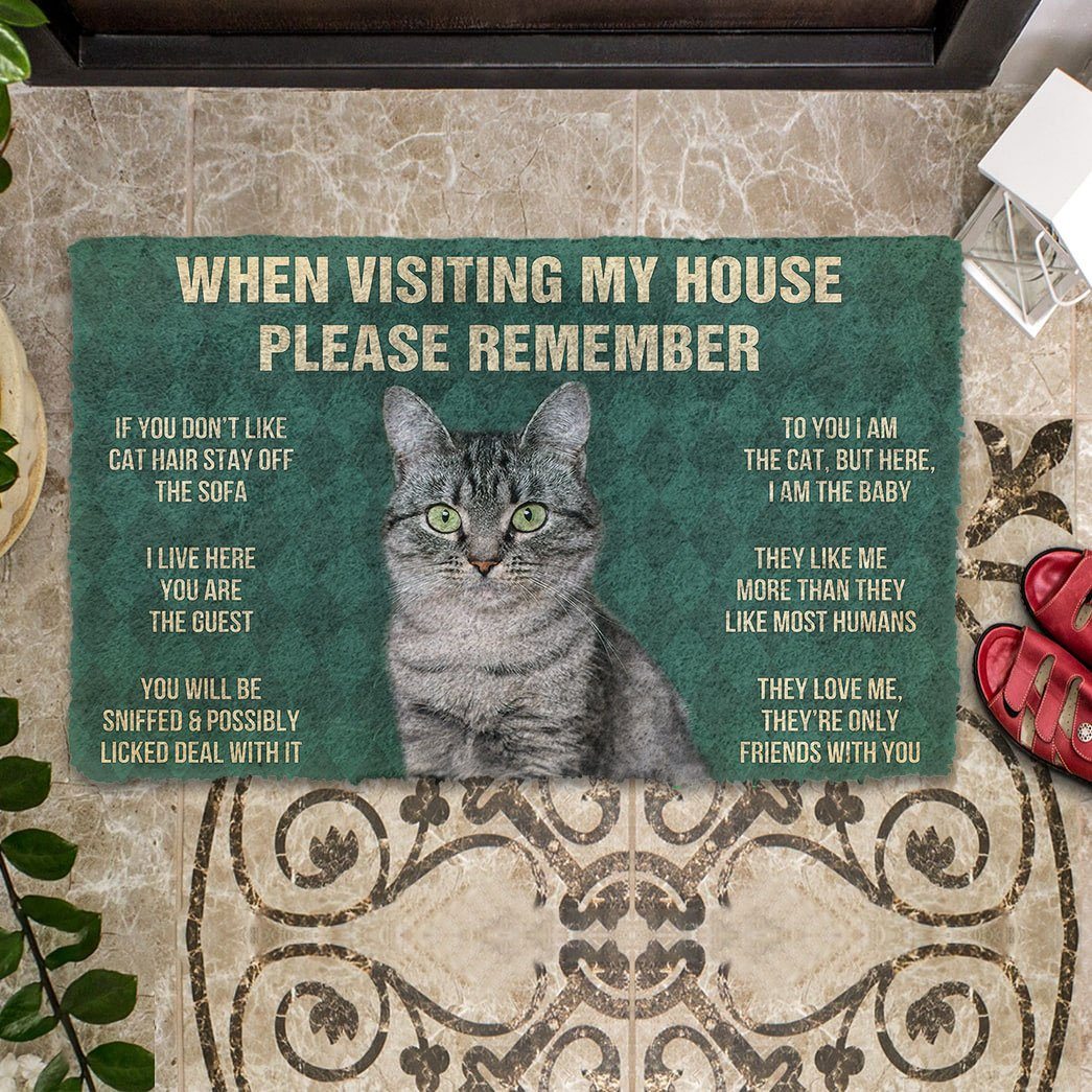 Gearhumans 3D Please Remember American Shorthair Cat House Rules Custom Doormat GS1005216 Doormat 