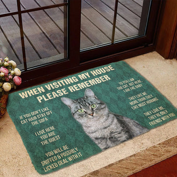Gearhumans 3D Please Remember American Shorthair Cat House Rules Custom Doormat