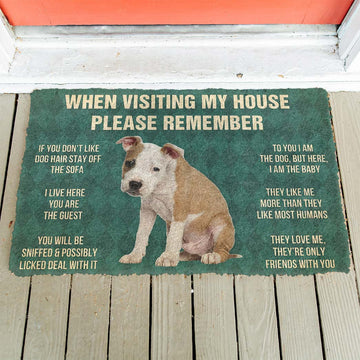 Gearhumans 3D Please Remember American Staffordshire Terrier Puppy Dogs House Rules Custom Doormat
