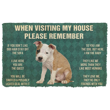 Gearhumans 3D Please Remember American Staffordshire Terrier Puppy Dogs House Rules Custom Doormat
