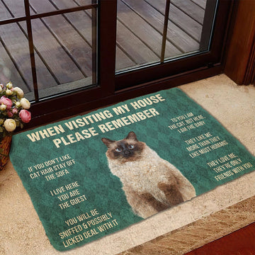 Gearhumans 3D Please Remember Balinese Cats House Rules Custom Doormat