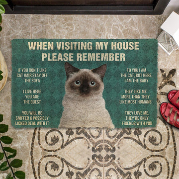 Gearhumans 3D Please Remember Birman Cat House Rules Custom Doormat