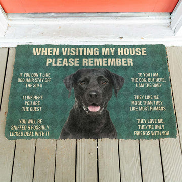 Gearhumans 3D Please Remember Black Labrador Retrievers House Rule Custom Doormat
