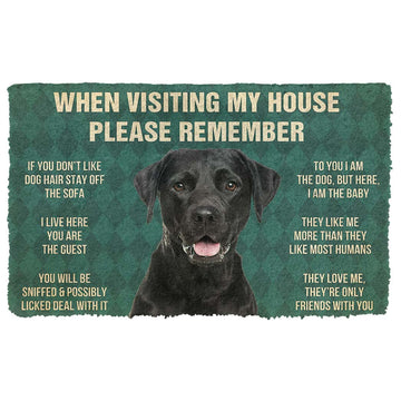 Gearhumans 3D Please Remember Black Labrador Retrievers House Rule Custom Doormat