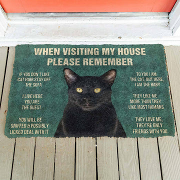 Gearhumans 3D Please Remember Bombay Cat House Rules Custom Doormat
