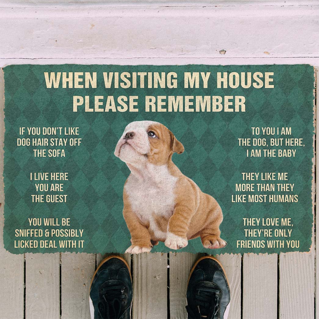 Gearhumans 3D Please Remember Bulldog Puppy Dogs House Rules Custom Doormat GO07052127 Doormat 