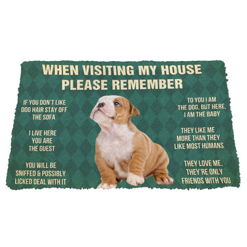 Gearhumans 3D Please Remember Bulldog Puppy Dogs House Rules Custom Doormat