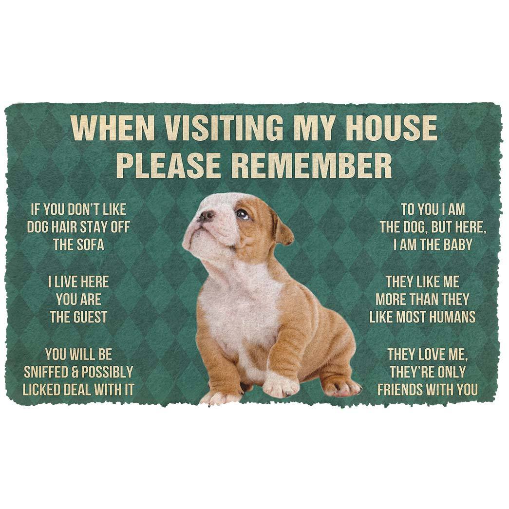 Gearhumans 3D Please Remember Bulldog Puppy Dogs House Rules Custom Doormat GO07052127 Doormat Doormat S(15,8inchx23,6inch) 