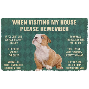 Gearhumans 3D Please Remember Bulldog Puppy Dogs House Rules Custom Doormat