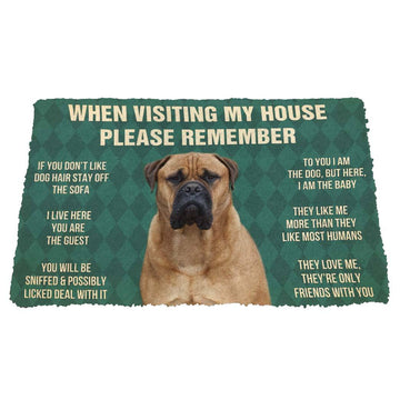 Gearhumans 3D Please Remember Bullmastiff Dogs House Rules Custom Doormat