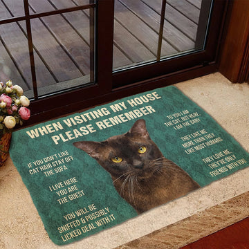 Gearhumans 3D Please Remember Burmese Cat House Rules Custom Doormat